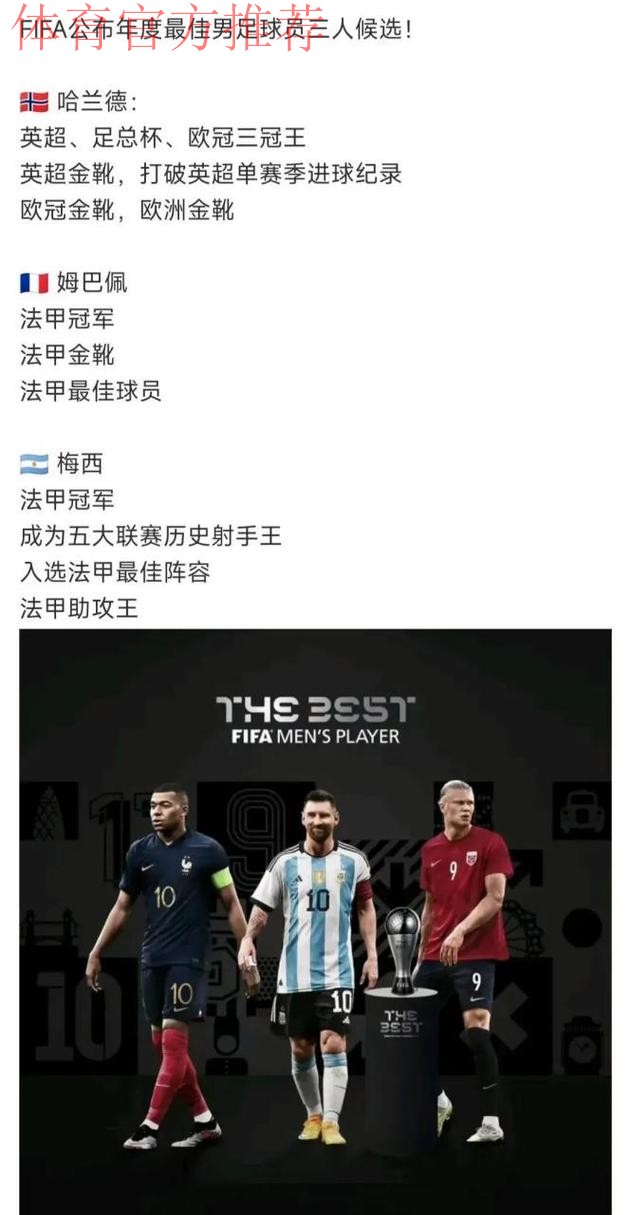 世界足球先生11人候选名单出炉：巴黎4巨星+巴萨3人！哈兰德无缘